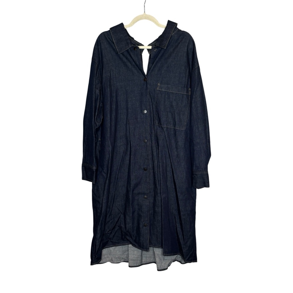 TOMBOY Oversized Denim Button Front Dress One Size